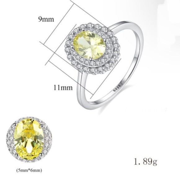 925 Sterling Silver With Peridot Oval Band Rings - Picture 6 of 6